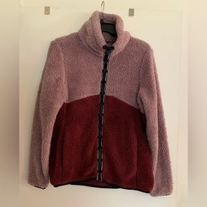 Lucky Brand Color Block Fluffy Zip-Up Sweatshirt, Size M